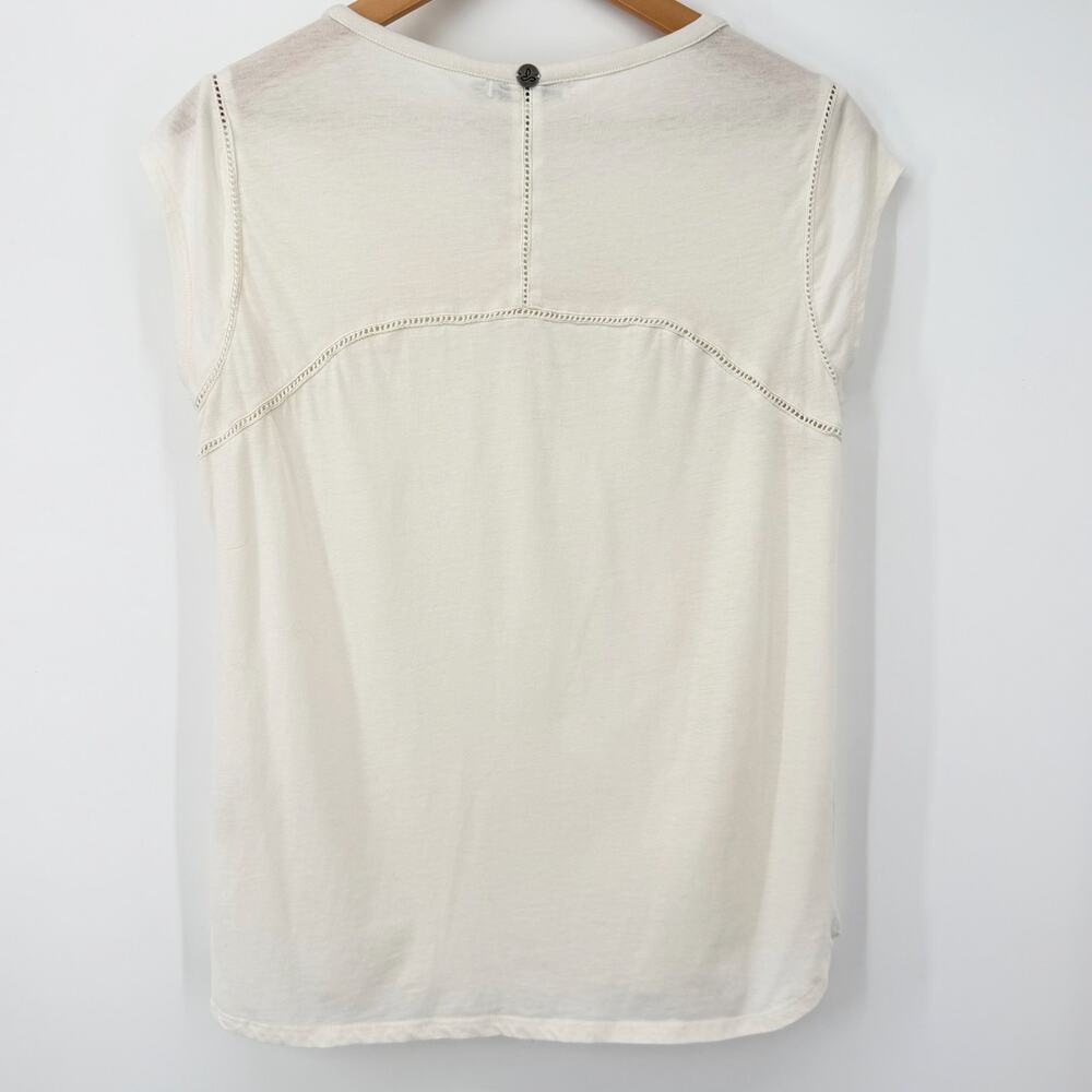 prAna Cream Organic Cotton Cap Sleeve Top Women’s Small Boho Casual Ivory - Picture 7 of 11